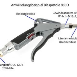 Druckluft-Blaspistole mit integrierter Drossel
